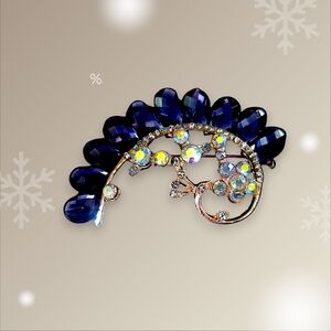 Blue Floral Spray Brooch